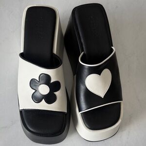 Black and White Platform Sandals